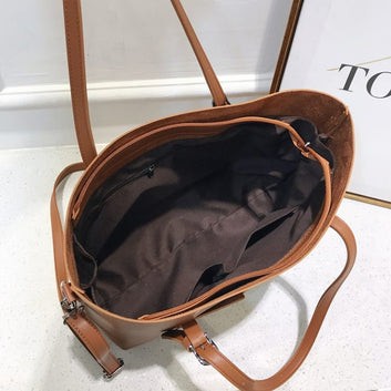 Retro Large Capacity Tote bag For women- Mustard Brown