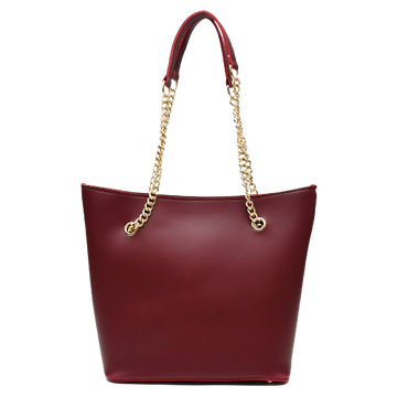 Half Chain Large Tote Bag For Women-Maroon