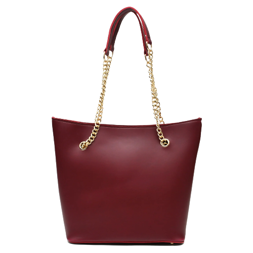 Half Chain Large Tote Bag For Women-Maroon