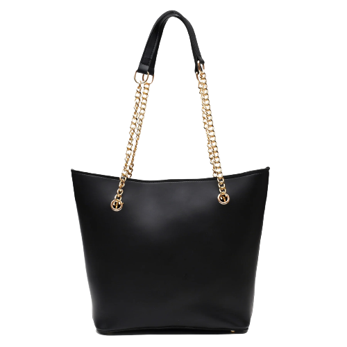 Half Chain Large Tote Bag For Women-Black