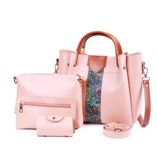 4 in 1 Piece Handbags For women-Pink