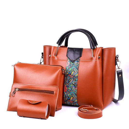4 in 1 Piece Handbags For women-Brown