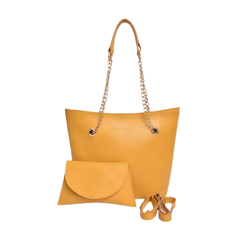 Half Chain Large Tote Bag For Women-Yellow