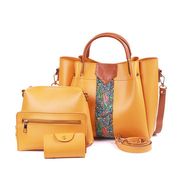 4 in 1 Piece Handbags For women-Yellow