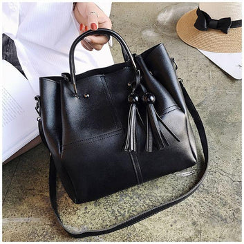 3 in 1 Piece Vintage Trendy HandBag For Women- Black