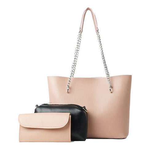 3 in 1 Alpha Tote Bag For Women-Pink